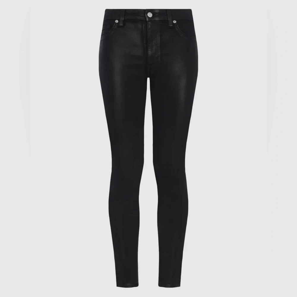 7 for all mankind coated cotton blend high waist ankle super skinny jeans sz.23